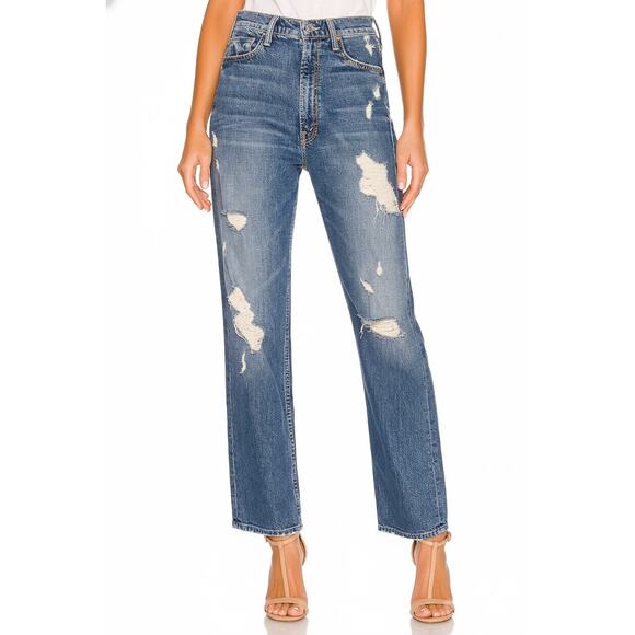 MOTHER Study Hover High Waisted Jean in Peaches & Scream Size 23